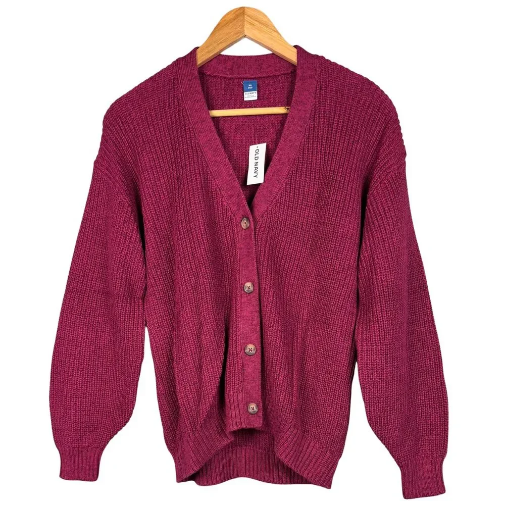 Old Navy Girls Sweater Cardigan Noble Garnet Cocoon Balloon Sleeves XL (12) New